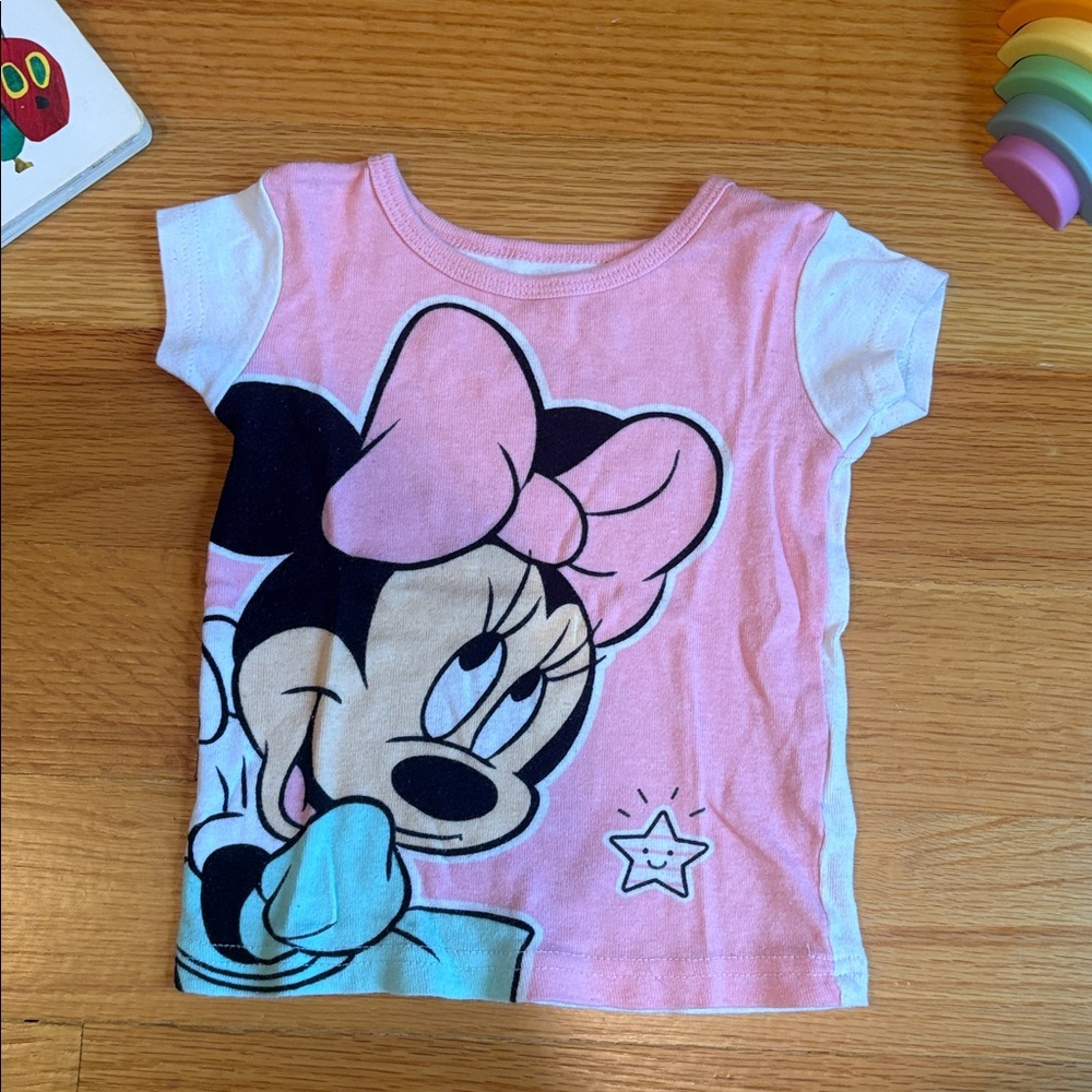 4/$21 2T Disney Minnie Mouse Pink and White Tee